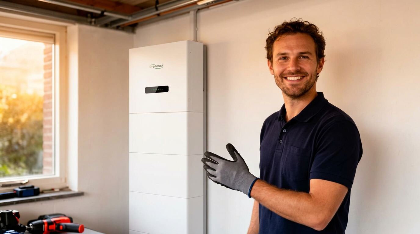 Moderne woning met thuisbatterij — eigen energie dag en nacht
